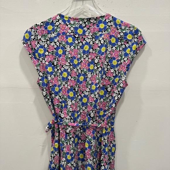 J. Crew Fabrizia Midi Wrap Dress in Soft Rayon Pink Blue Flowers Floral X-Small - Picture 10 of 11